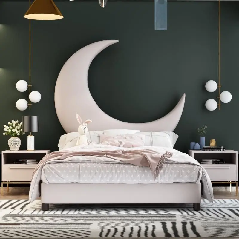 Luxury Kids Bedroom Furniture Upholstered Modern Wood Children Beds Kids Bed Room Set Furniture — image 4