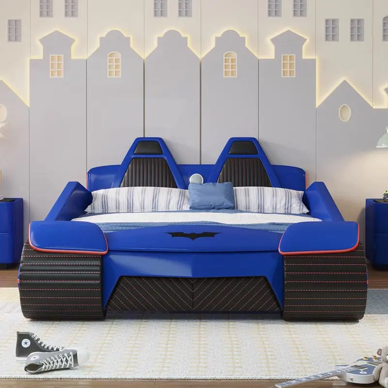 Bat Car Beds Bedroom Furniture the Man Led Light Child Race Car Bed Kids Beds With Music — image 5