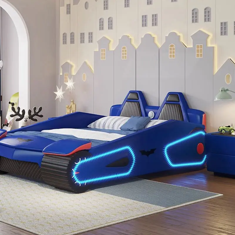 Bat Car Beds Bedroom Furniture the Man Led Light Child Race Car Bed Kids Beds With Music — image 6
