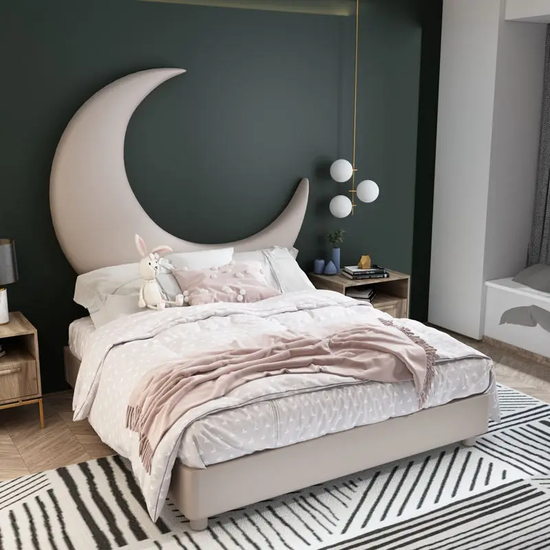 Luxury Kids Bedroom Furniture Upholstered Modern Wood Children Beds Kids Bed Room Set Furniture — image 5