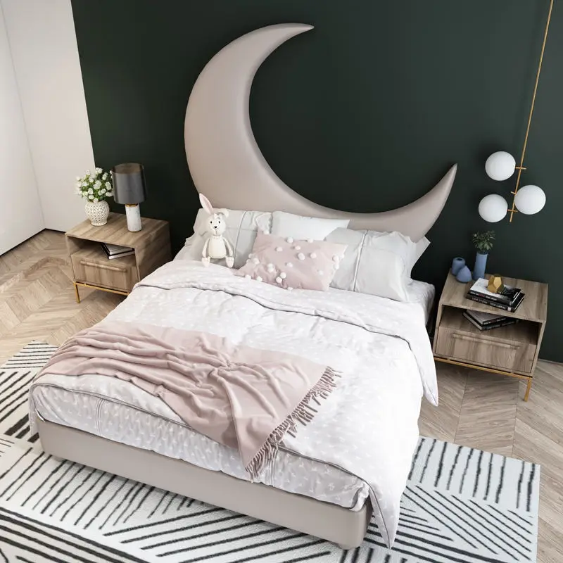 Luxury Kids Bedroom Furniture Upholstered Modern Wood Children Beds Kids Bed Room Set Furniture — image 6