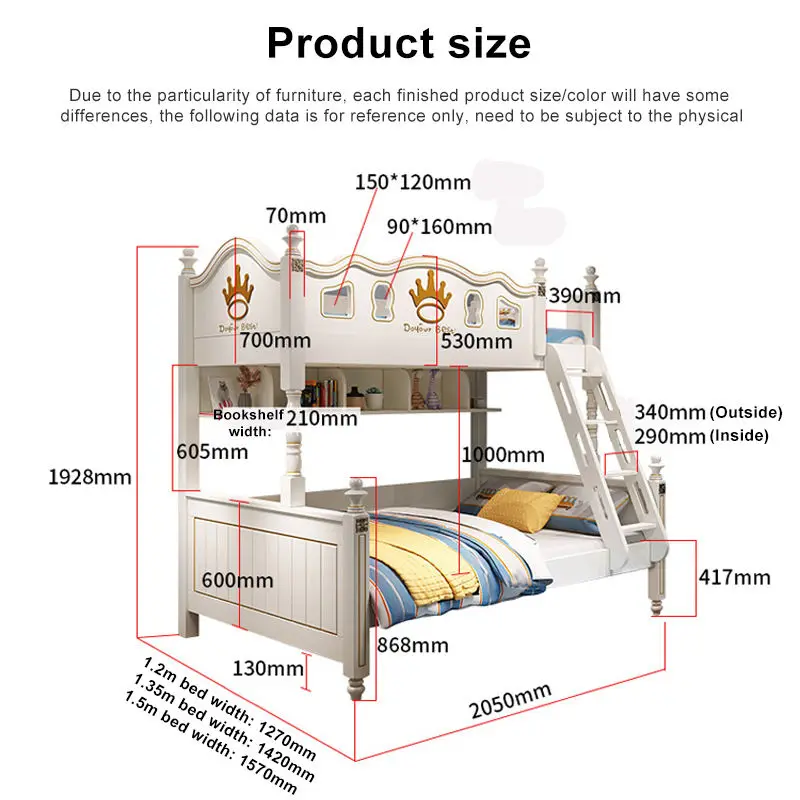 Modern Wooden Children's Bunk Bed, Popular Children Beds Girls Bunk — image 7