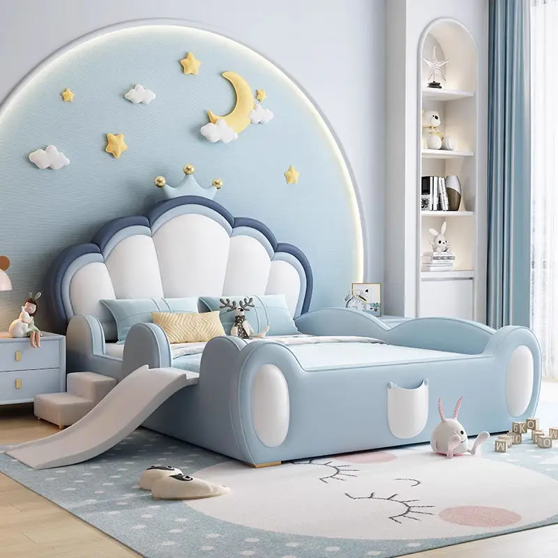 Pink Princess Kids Bedroom Furniture Girls Bed Children Wooden Single Double Kids Bed — image 2