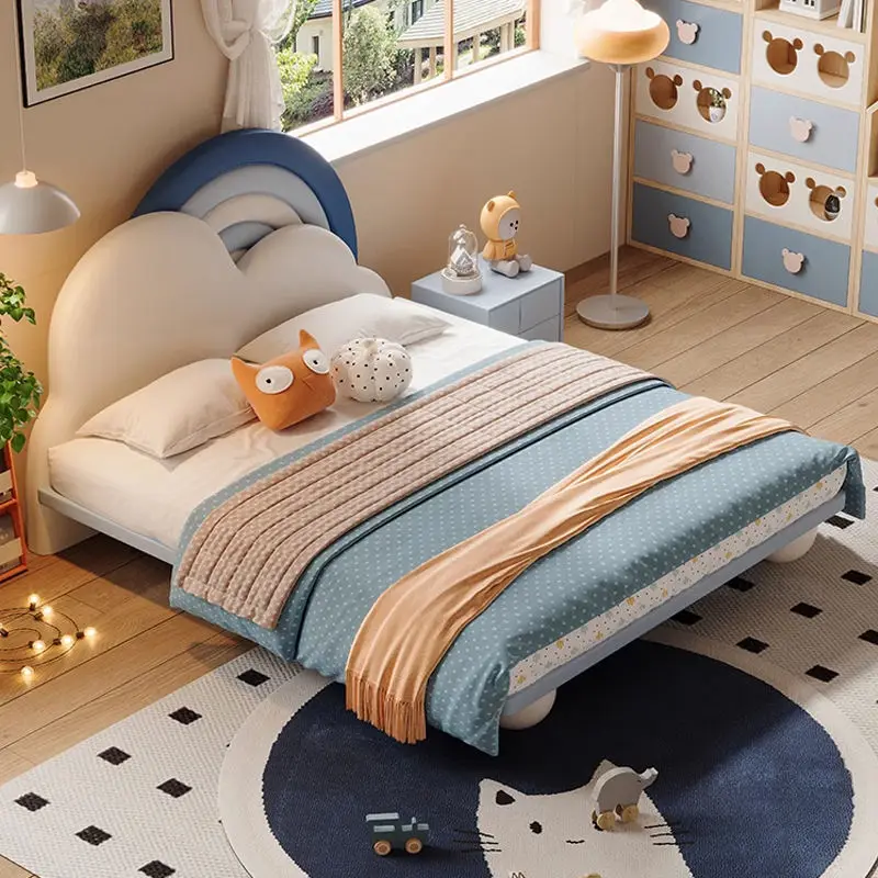 Luxury Kids Bed Room Furniture Boys Bedroom Design Children Bed Upholstered Leather Girls Beds — view 1
