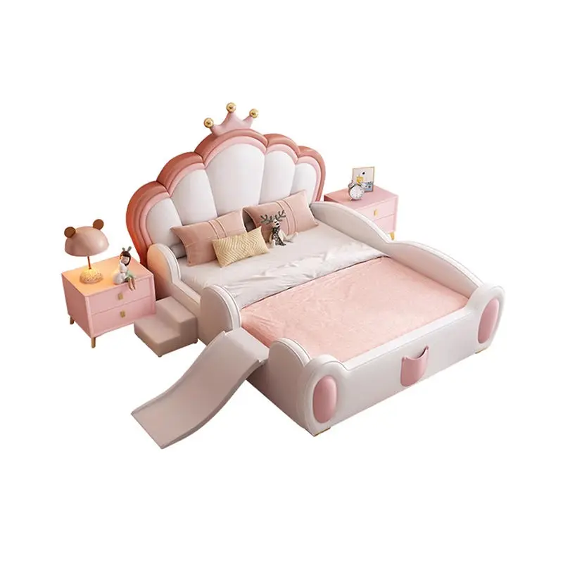 Pink Princess Kids Bedroom Furniture Girls Bed Children Wooden Single Double Kids Bed — image 5