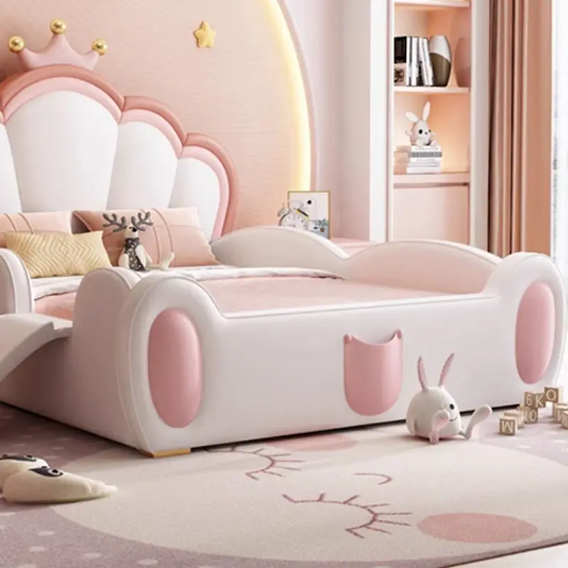 Pink Princess Kids Bedroom Furniture Girls Bed Children Wooden Single Double Kids Bed — image 6
