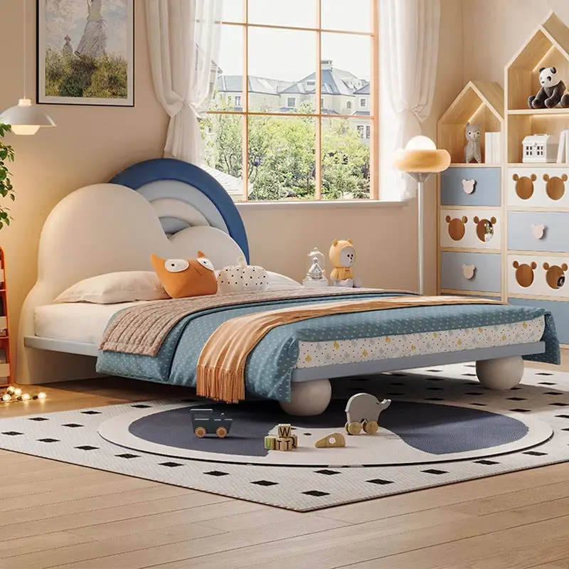 Luxury Kids Bed Room Furniture Boys Bedroom Design Children Bed Upholstered Leather Girls Beds — image 4