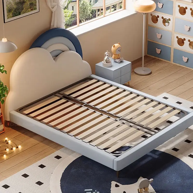 Luxury Kids Bed Room Furniture Boys Bedroom Design Children Bed Upholstered Leather Girls Beds — image 7