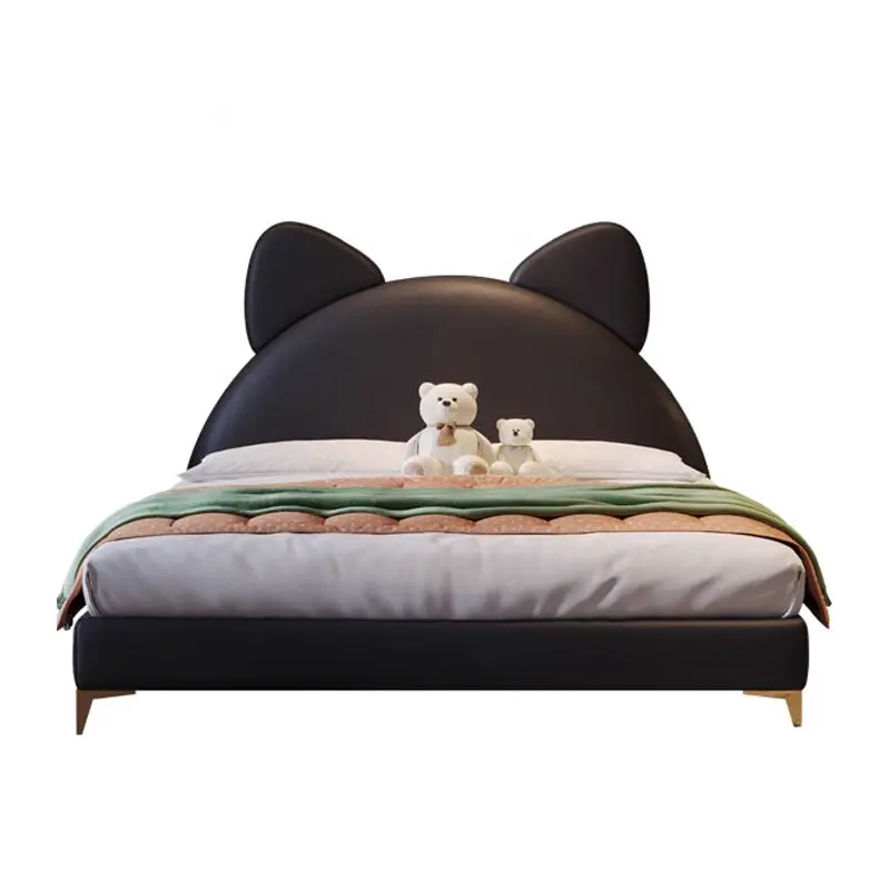 Hot Sale Double Size Children's Bedroom Furniture Leather Bed for Kids — image 6