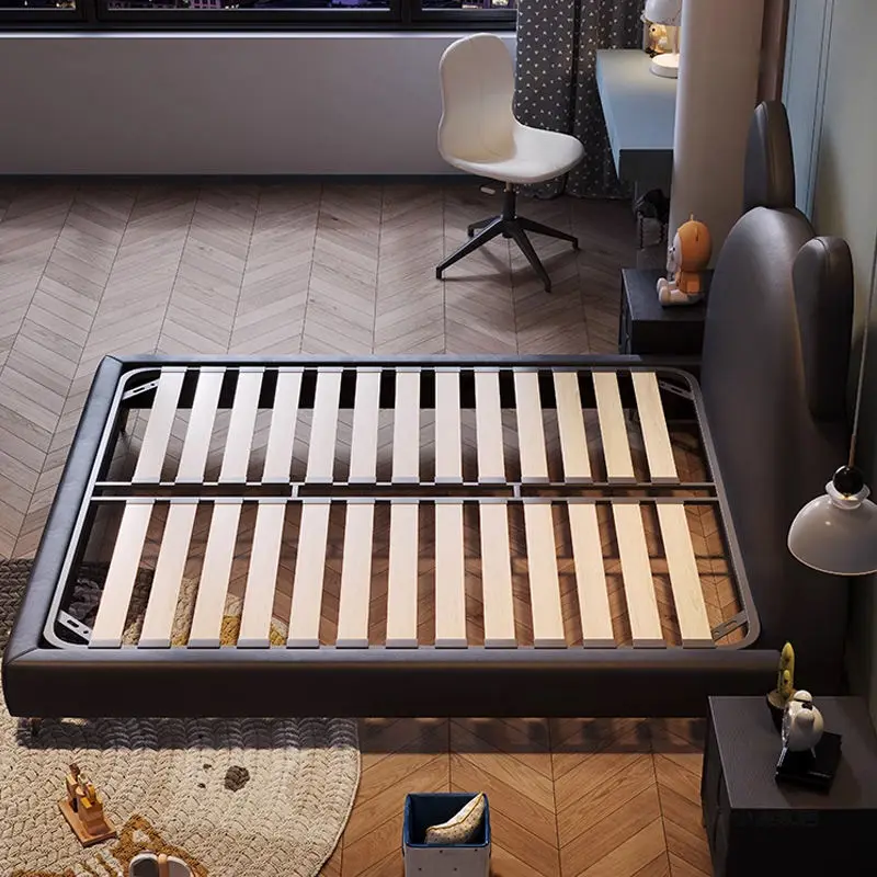 Hot Sale Double Size Children's Bedroom Furniture Leather Bed for Kids — image 7