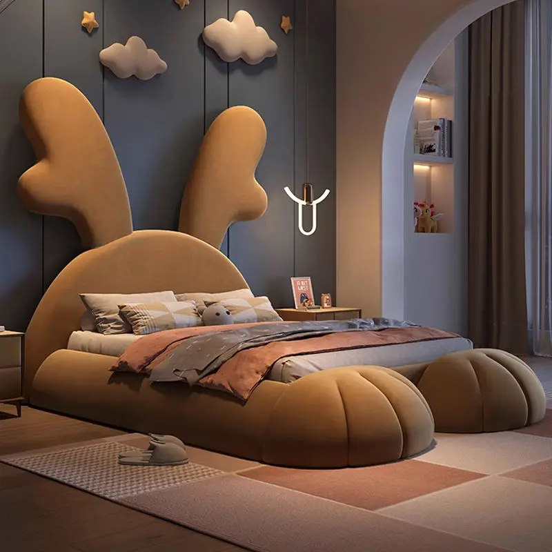 Factory Wholesale Hot Selling Upholstered Lovely Children Bed Kids Beds Frame — image 2