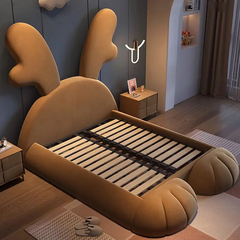 Factory Wholesale Hot Selling Upholstered Lovely Children Bed Kids Beds Frame — image 3