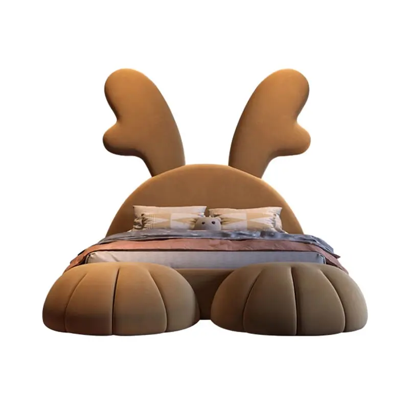 Factory Wholesale Hot Selling Upholstered Lovely Children Bed Kids Beds Frame — image 5