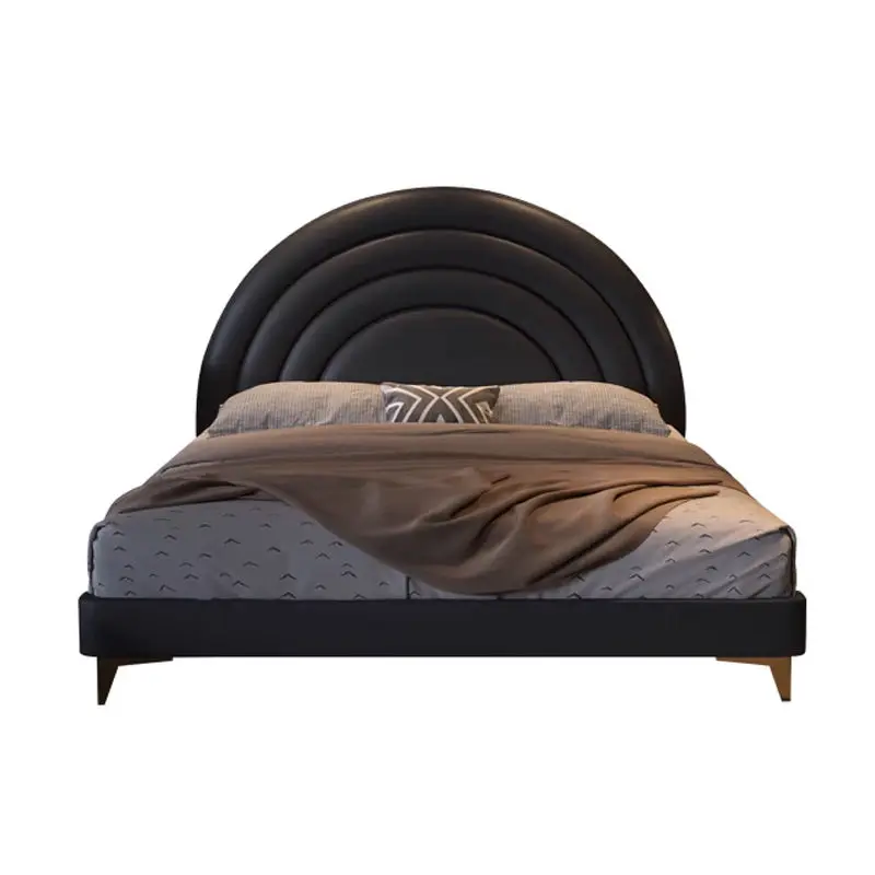 Modern Children Bedroom Furniture Bed Frame Black Leather Kids Bed — image 7