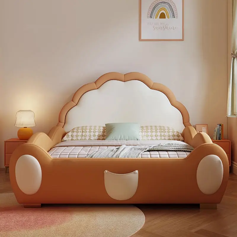 Modern Furniture Hot Sale Children's Bed Design Furniture Leather Kids Bed — image 5
