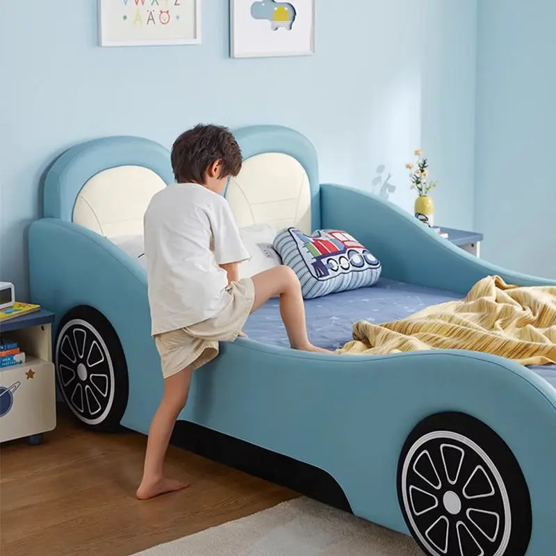 Luxury Bedroom Furniture Kids Car Bed Children Race Car Bed With Led Light and Music Bedroom Furniture Set for Boys — image 2