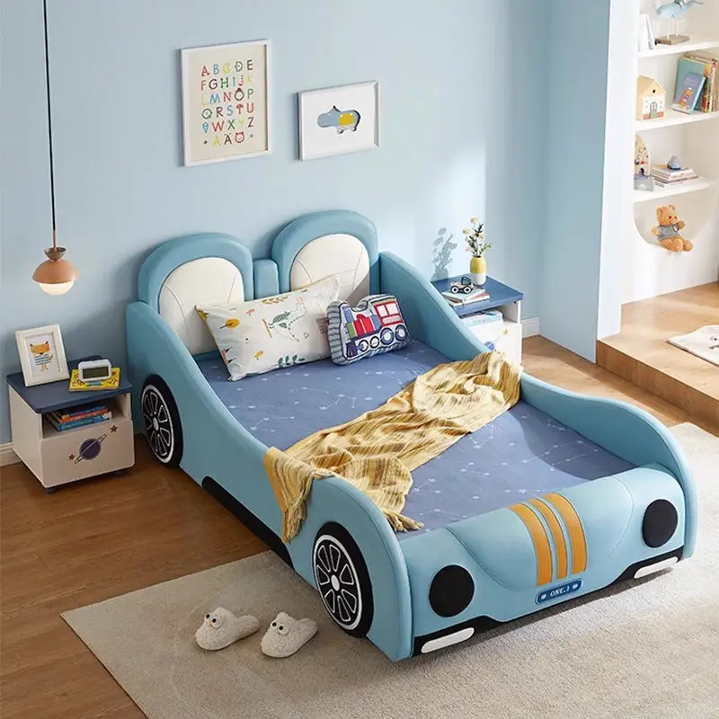 Luxury Bedroom Furniture Kids Car Bed Children Race Car Bed With Led Light and Music Bedroom Furniture Set for Boys — image 3