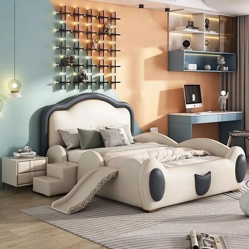 Latest Design Soft Bed Lovely Kids Bed for Children Bedroom Furniture With Slide — view 1
