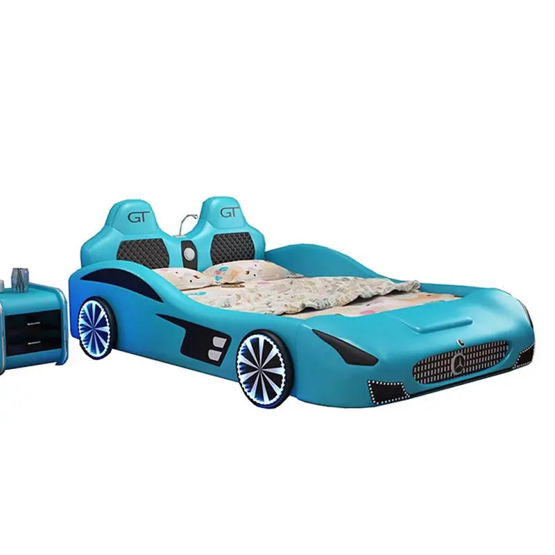 Home Bedroom Furniture Kids Race Car Children With Led Light and Music Kids Bed — image 5