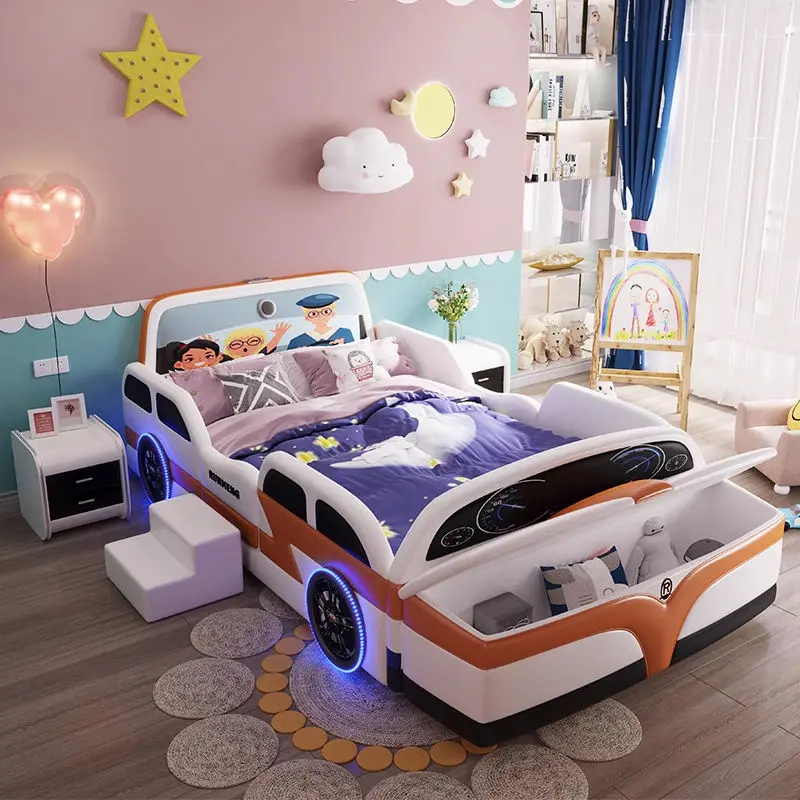 High Quality Kids' Race Car Beds Children Bedroom Furniture With Led Light and Music Kids Bed — view 1