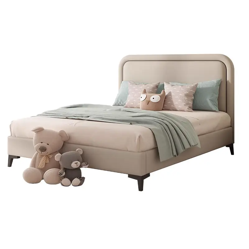 Luxury Leather Queen and King Size Bedroom Furniture Kids' Bed Frame Made of Wood for Children — image 5
