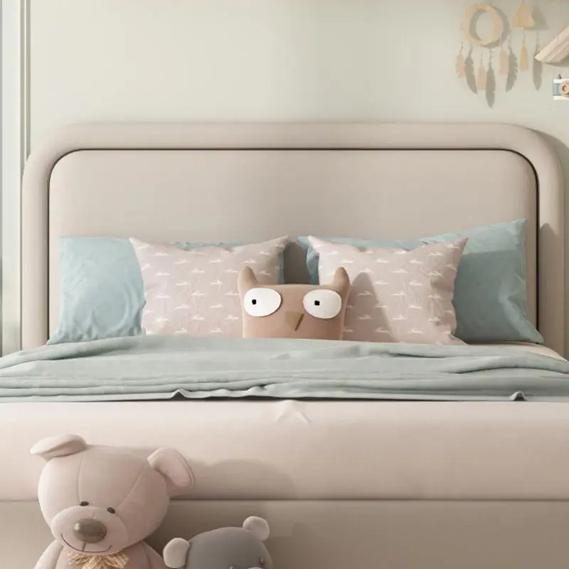 Luxury Leather Queen and King Size Bedroom Furniture Kids' Bed Frame Made of Wood for Children — image 6
