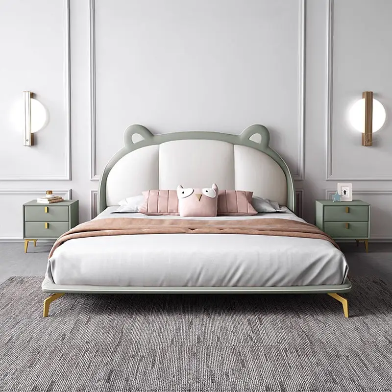 Modern Children Bed for Bedroom Furniture Cute Cartoon Upholstered Girl Bed Kids' Bed — view 1