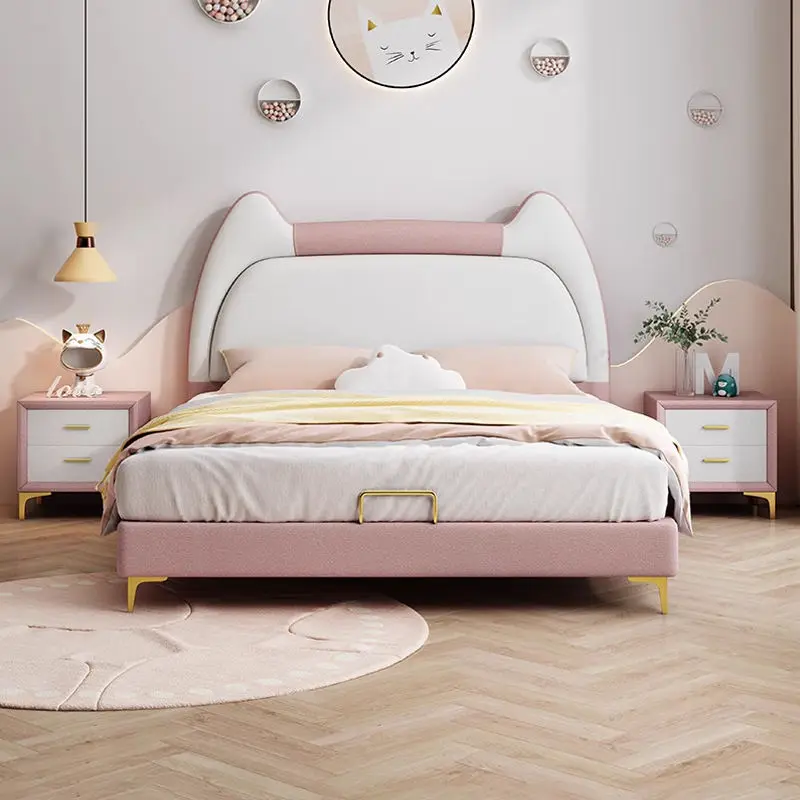 Children Cartoon Upholstered Bed Kids Lovely Cat Kids Bed Children Bedroom Furniture — image 2