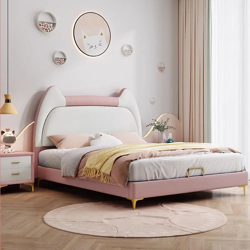 Children Cartoon Upholstered Bed Kids Lovely Cat Kids Bed Children Bedroom Furniture — image 3