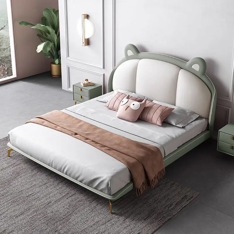 Modern Children Bed for Bedroom Furniture Cute Cartoon Upholstered Girl Bed Kids' Bed — image 2