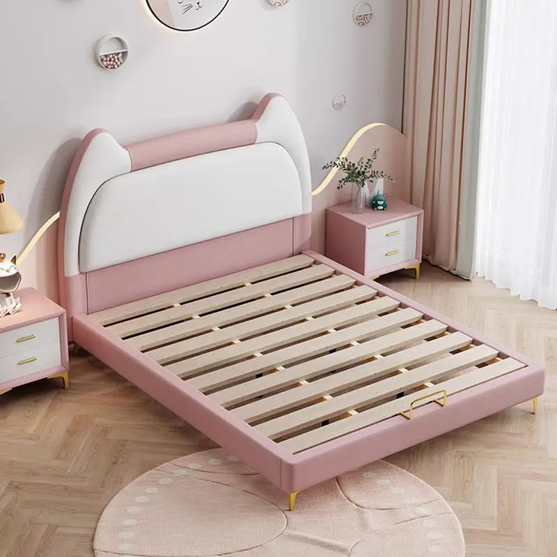 Children Cartoon Upholstered Bed Kids Lovely Cat Kids Bed Children Bedroom Furniture — image 4