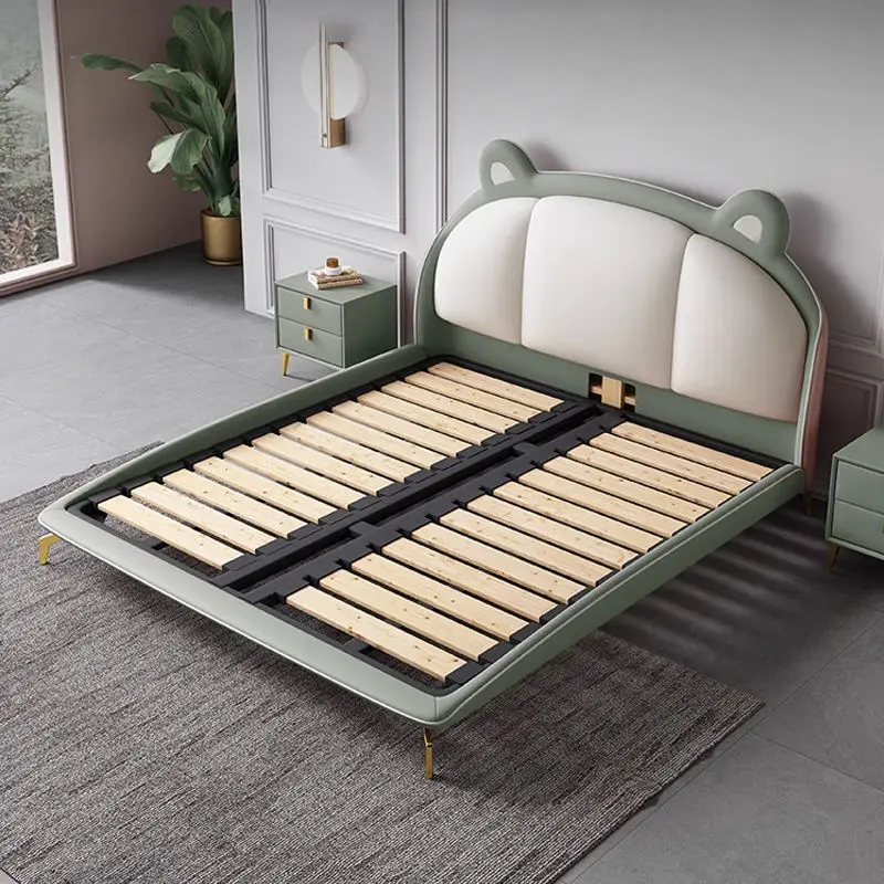 Modern Children Bed for Bedroom Furniture Cute Cartoon Upholstered Girl Bed Kids' Bed — image 3