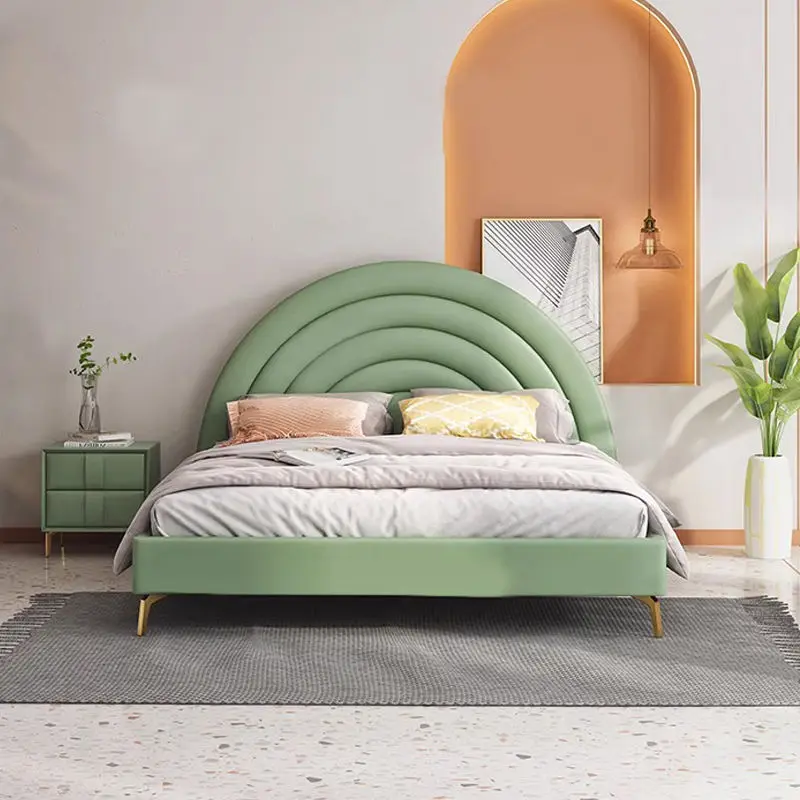 Modern Cartoon Rainbow Children Bed Wood Microfiber Double Kids' Bed for Hotel Apartment Bedroom Use — image 4