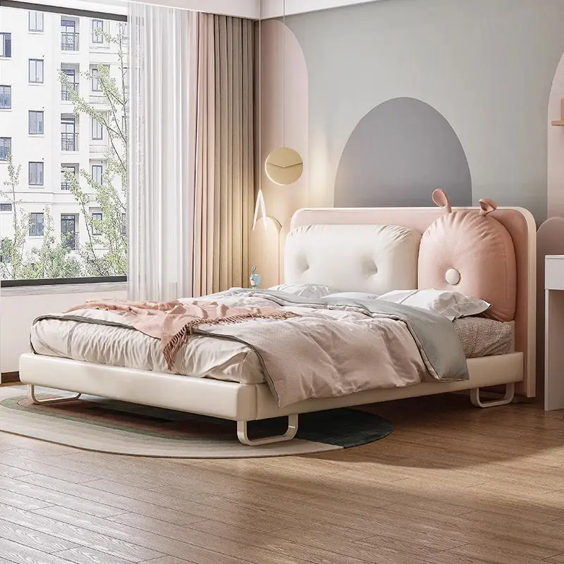 Modern Children Upholstered Beds Furniture Princess Kids Child Girl Bed — view 1