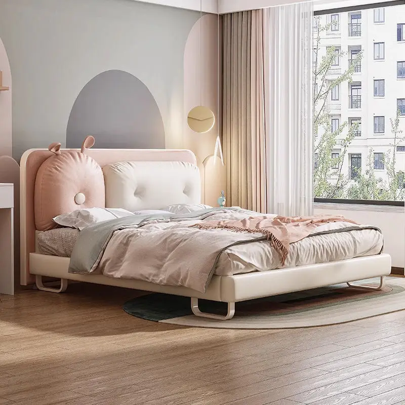 Modern Children Upholstered Beds Furniture Princess Kids Child Girl Bed — image 4