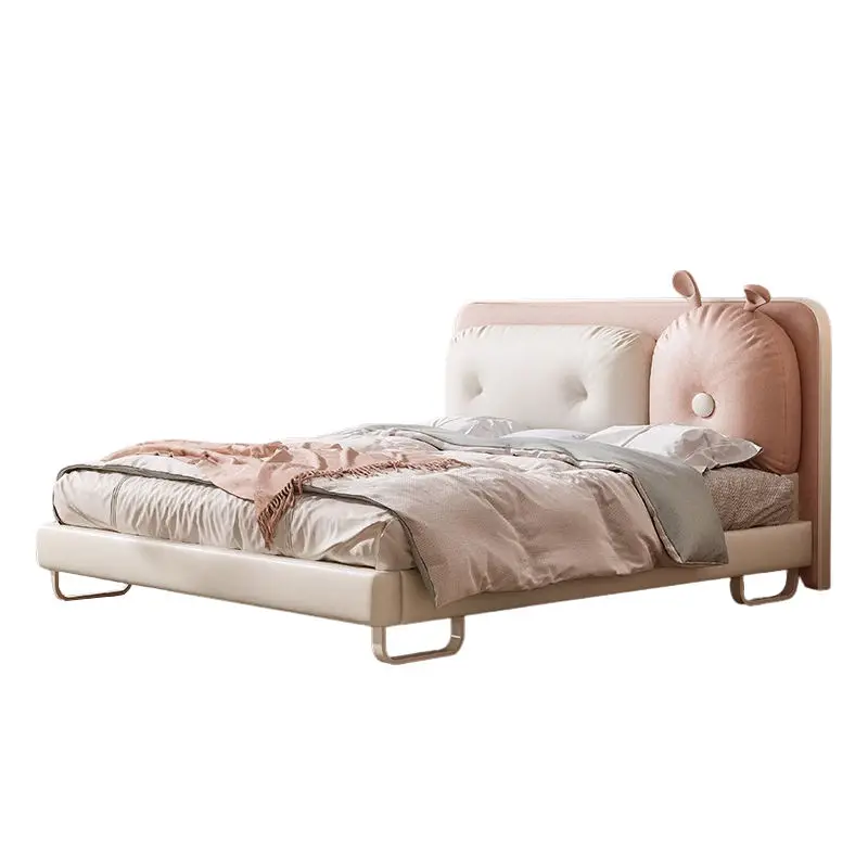 Modern Children Upholstered Beds Furniture Princess Kids Child Girl Bed — image 5