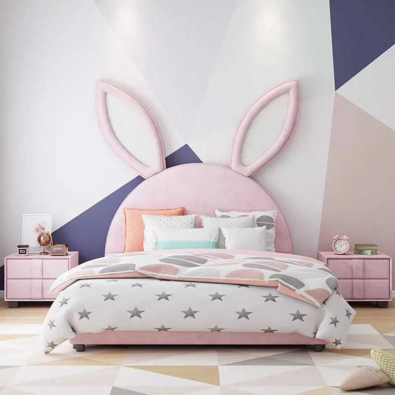 Modern Home Bed Rabbit Cartoon Children Bedroom Furniture Upholstered Kids Beds — view 1