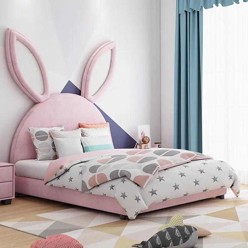 Modern Home Bed Rabbit Cartoon Children Bedroom Furniture Upholstered Kids Beds — image 3