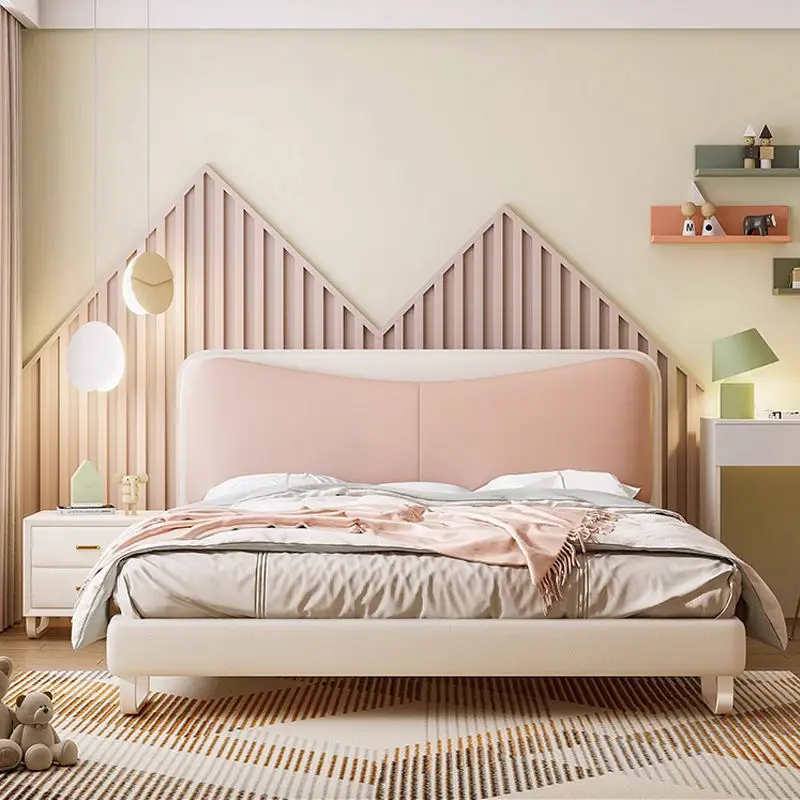 Modern Children's Double Kids Bed Solid Wood Frame Customized Color & Size Hotel Bedroom Furniture Set for Girls and Boys — image 3