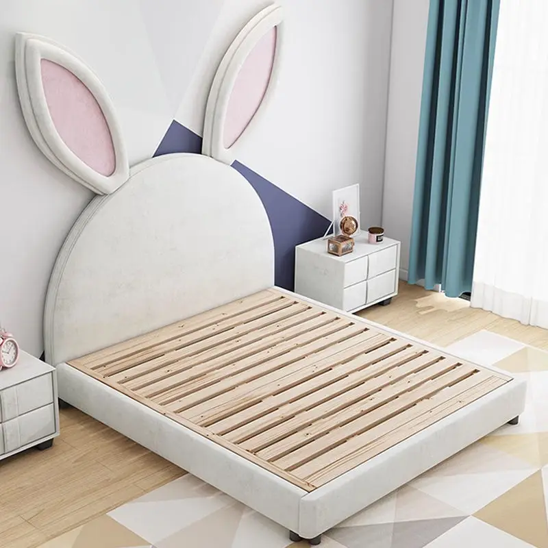 Modern Home Bed Rabbit Cartoon Children Bedroom Furniture Upholstered Kids Beds — image 5