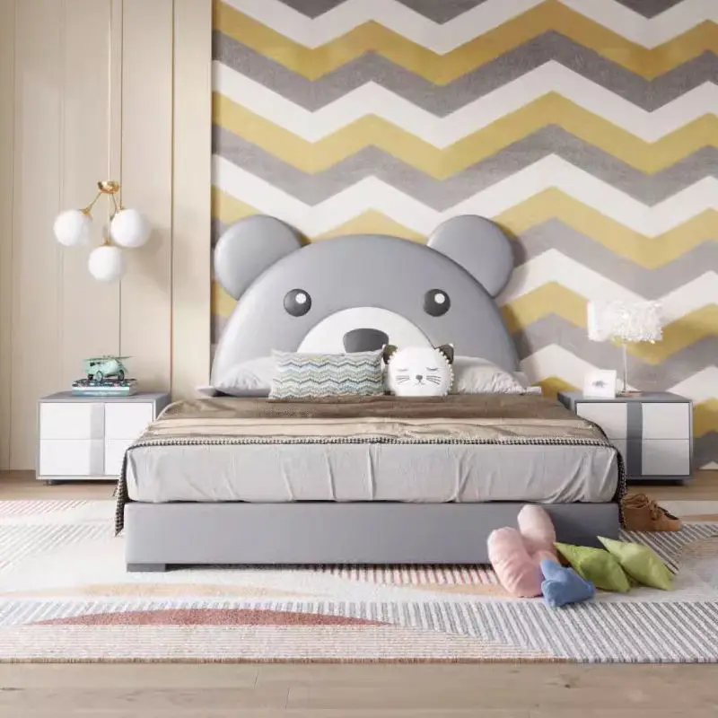 Modern Design Animal Children Bed Boy Lovely Double Kids Bed Bedroom Furniture Set — image 3
