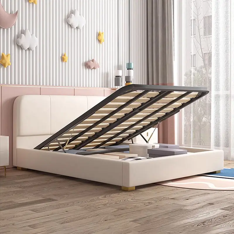 Modern Beds Single Children Upholstered Bedroom Furniture Child Girl Bedroom Princess Pink Kids Bed — image 4