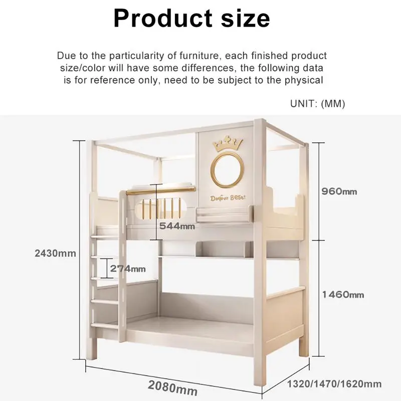 Modern Design Multi-functional Comfortable Children's Twin Size Wooden Bunk Beds with Stairs for Bedroom — image 6