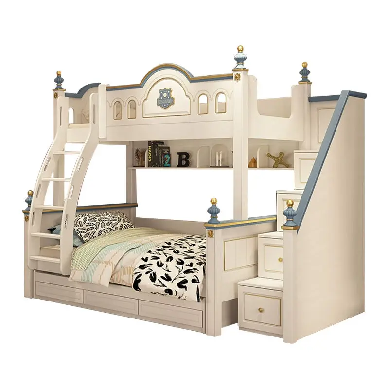 High Quality Wood Contemporary Kids Bunk Bed Set for Girls Apartment Bedroom with Slide — image 6