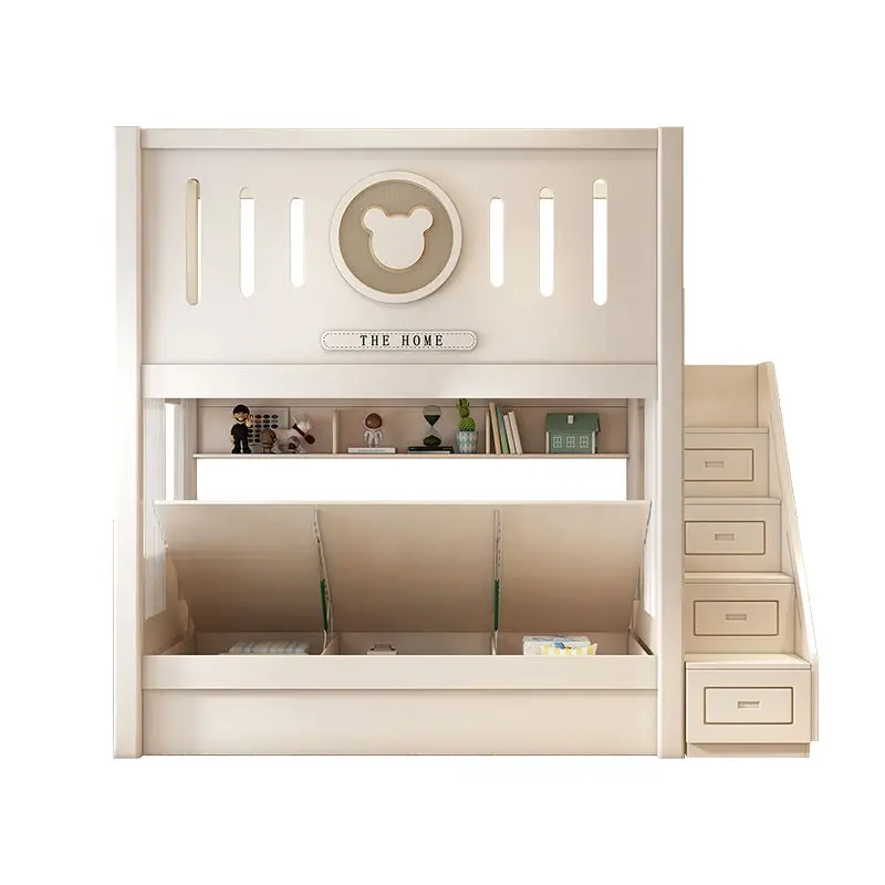 RYH Model 219 Modern Double-Top High-Height Elevated Contemporary Bunk Bed Wood & MDF Boys Girls Apartment Hotel Bedroom — image 5