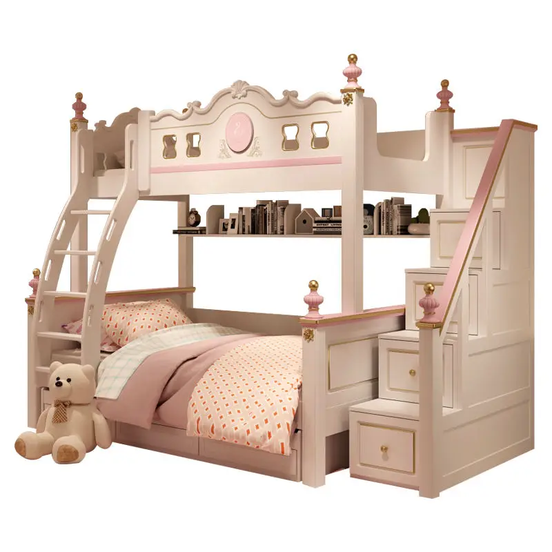 Modern Design Multi-functional Wood Comfortable Children's Twin Size Bunk Beds with Stairs Bookcase Apartment & Hotel-Friendly — image 6