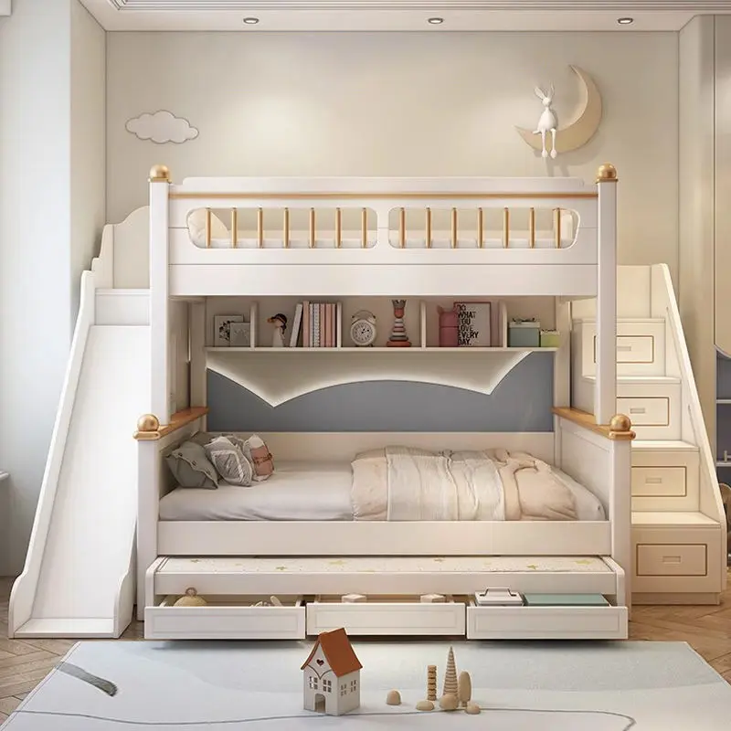 Wood Children Bunk Bed with Dual Purpose Storage Contemporary Design for Apartment & Hotel Use Girl Princess — image 2