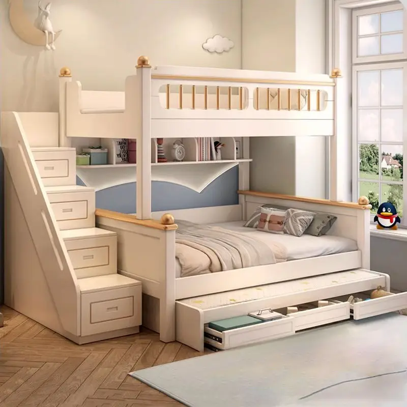 Wood Children Bunk Bed with Dual Purpose Storage Contemporary Design for Apartment & Hotel Use Girl Princess — image 3