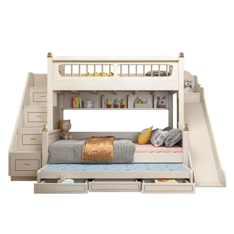 Wood Children Bunk Bed with Dual Purpose Storage Contemporary Design for Apartment & Hotel Use Girl Princess — image 5