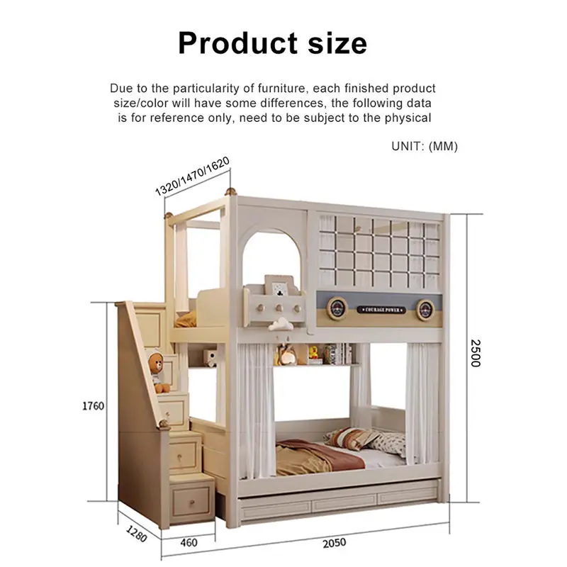 High Quality Wood Indoor Bedroom Furniture Kids Bunk Bed Set for Girls with Slide Apartment & Hotel Use — image 6